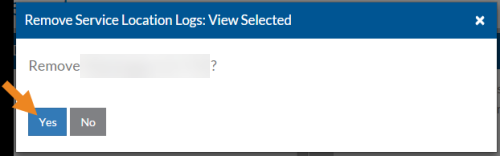 Remove Service Location Logs: View Selected