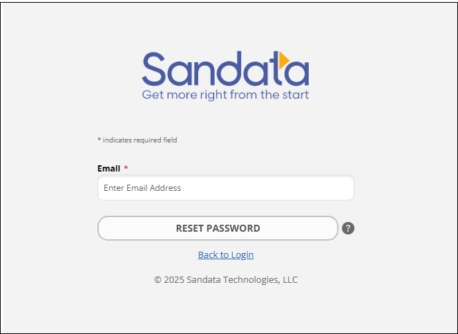 Enter your email address. Select RESET PASSWORD to request your temporary password.