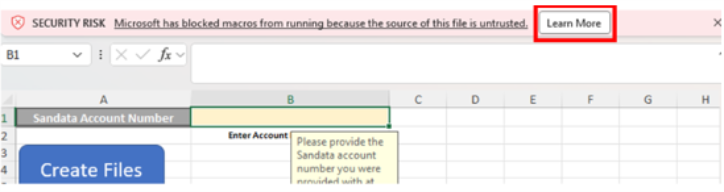 Learn More button in Excel