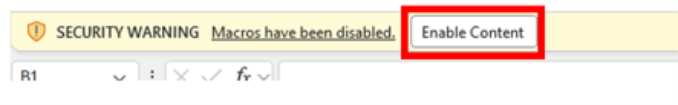 Enable Content button in Excel
