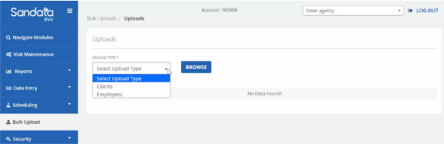 Select Upload Type
