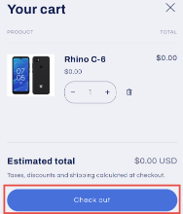 Screenshot of the Check out button in Shopify Screenshot of the Check out button in Shopify