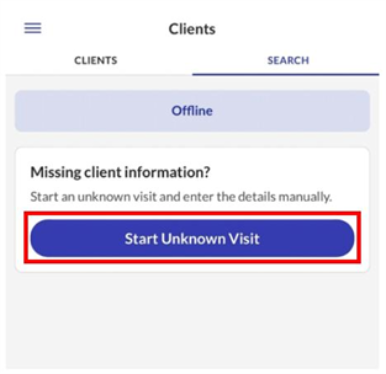 Select Start Unknown Visit