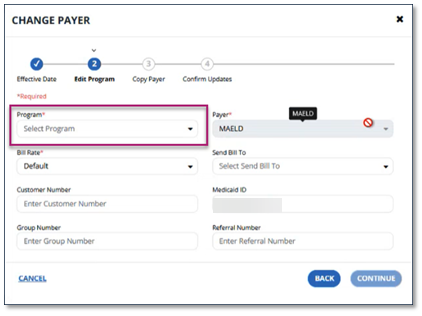 Select the Program you want to associate with the Payer.
